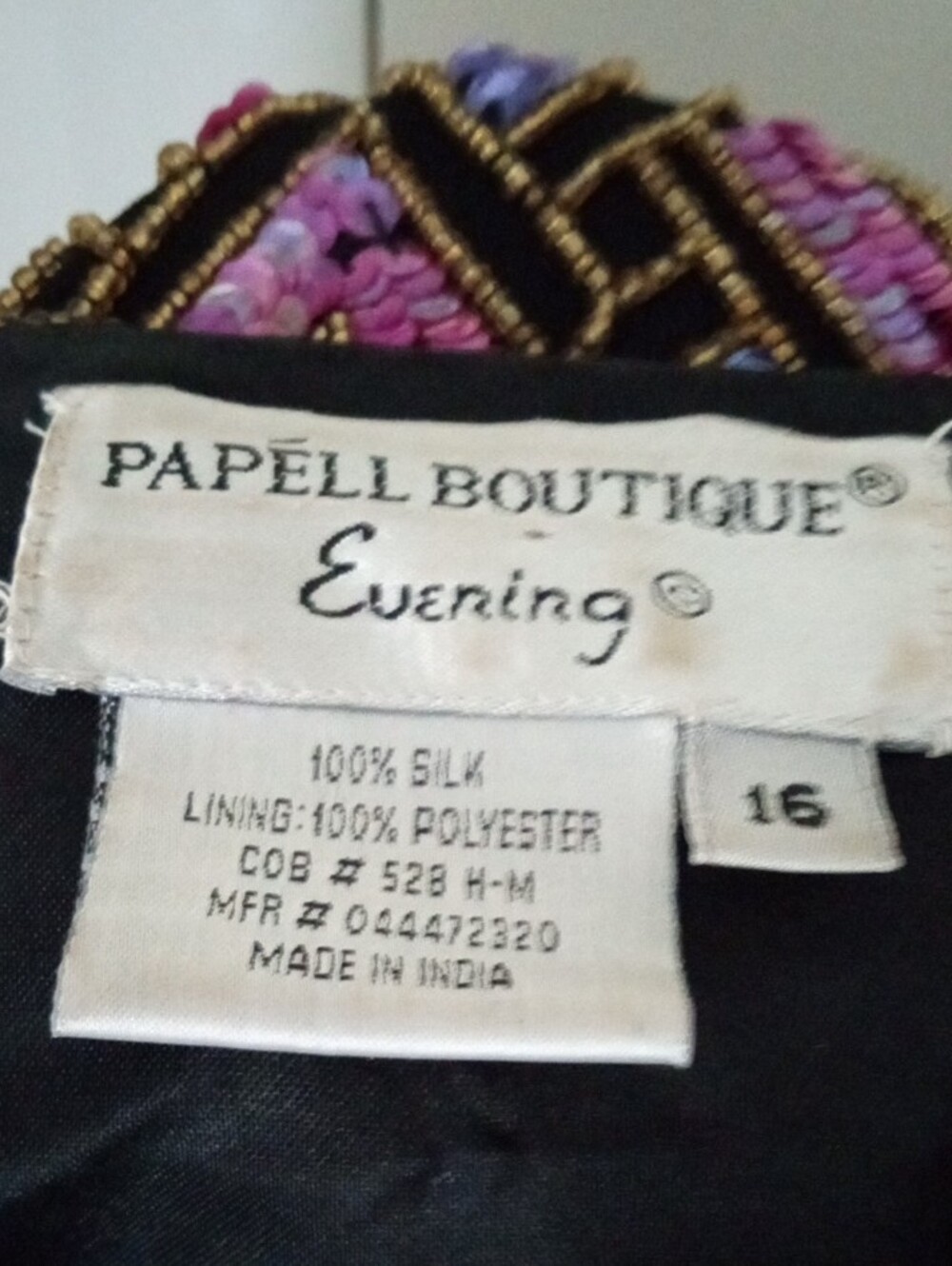 Papell Boutique Silk Sequin And Beaded Jacket Size 16 - Picture 7 of 10